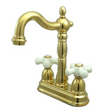 Kingston Brass Two Handle 4" Centerset Bar Faucet without Pop-Up Rod - Polished Brass KB1492PX