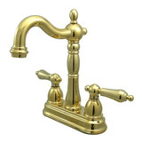 Kingston Brass Two Handle 4" Centerset Bar Faucet without Pop-Up Rod - Polished Brass