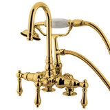 Kingston Brass 3-3/8" Deck Mount Clawfoot Tub Filler Faucet with Hand Shower - Polished Brass - CC13T2