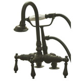 Kingston Brass 3-3/8" Deck Mount Clawfoot Tub Filler Faucet with Hand Shower - Oil Rubbed Bronze