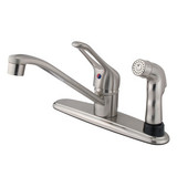 Kingston Brass Single Loop Handle Kitchen Faucet & Side Spray - Satin Nickel KB563SNSP