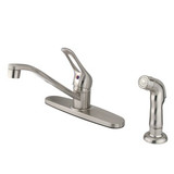 Kingston Brass Single Loop Handle Kitchen Faucet & Side Spray - Brushed Nickel KB562SNSP
