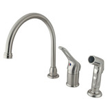 Kingston Brass Single Loop Handle Kitchen Faucet & Non-Metallic Side Spray - Satin Nickel - KB818