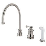 Kingston Brass Single Handle Widespread Kitchen Faucet & Non-Metallic Side Spray - Satin Nickel KS3818BL