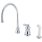 Kingston Brass Single Handle Widespread Kitchen Faucet & Non-Metallic Side Spray - Polished Chrome KS3811AL