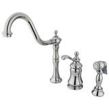 Kingston Brass Single Handle Widespread Kitchen Faucet & Brass Side Spray - Polished Chrome KS7801TPLBS