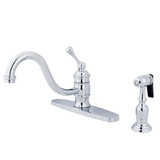 Kingston Brass Single Handle Widespread Kitchen Faucet & Brass Side Spray - Polished Chrome - KB3571BLBS