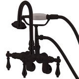 Kingston Brass 3-3/8" - 9" Adjustable Center Wall Mount Clawfoot Tub Filler Faucet with Hand Shower - Oil Rubbed Bronze CC301T5