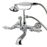 Kingston Brass Wall Mount Clawfoot Tub Filler Faucet with Hand Shower - Polished Chrome CC556T1