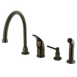 Kingston Brass Single Handle Kitchen Faucet with Soap Dispenser & Side Spray - Oil Rubbed Bronze - KB825K5