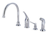 Kingston Brass Single Handle Kitchen Faucet with Side Spray & Soap Dispenser - Polished Chrome - KB821K1