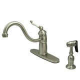 Kingston Brass Single Handle Kitchen Faucet & Brass Side Spray - Satin Nickel KB1578PLBS
