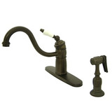 Kingston Brass Single Handle Kitchen Faucet & Brass Side Spray - Oil Rubbed Bronze KB1575PLBS