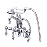 Kingston Brass 3-3/8" - 9" Adjustable Center Wall Mount Clawfoot Tub Filler Faucet with Hand Shower - Polished Chrome