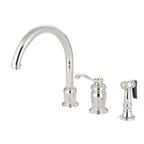 Kingston Brass Single Handle High Spout Kitchen Faucet & Brass Side Spray - Polished Chrome - KS7821TLBS