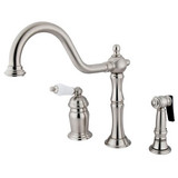 Kingston Brass Single Handle Deck Mount Widespread Kitchen Faucet & Brass Side Spray - Brushed Nickel KS1818PLBS
