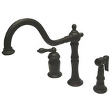Kingston Brass Single Handle Deck Mount Widespread Kitchen Faucet & Brass Side Spray - Oil Rubbed Bronze - KS1815ALBS