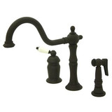 Kingston Brass Single Handle Deck Mount Widespread Kitchen Faucet & Brass Side Spray - Oil Rubbed Bronze KS1815PLBS