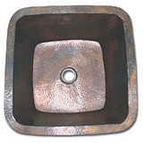 LinkaSink C005 DB 1 1/2" Drain Small 16" Square Lav Copper Sink - Dark Bronze