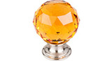Top Knobs Amber Crystal 1 3/8" Diameter Round Knob, Brushed Satin Nickel - TK112BSN