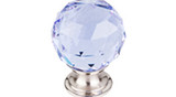Top Knobs Light Blue Crystal 1 3/8" Diameter Round Knob, Brushed Satin Nickel - TK114BSN