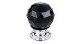 Top Knobs Black Crystal 1 1/8" Diameter Round Knob, Polished Chrome - TK115PC