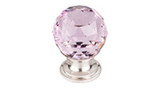 Top Knobs Pink Crystal 1 1/8" Diameter Round Knob, Brushed Satin Nickel - TK117BSN