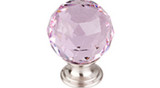 Top Knobs Pink Crystal 1 3/8" Diameter Round Knob, Brushed Satin Nickel - TK118BSN