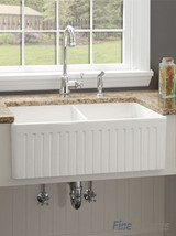 Fine Fixtures Snowdon Double Bowl French Fluted Apron Fireclay Kitchen Sink - White - 32 3/4" x 20" - FC3318SN