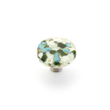 Schaub Ice Round Glass Door Knob 1-1/2" Diam - Green/Blue Pebbles - 31-GBP