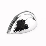 Schaub Atherton Solid Brass Door Cup Pull Hammered Knurled Edge 3" cc - Polished Chrome - 574-26