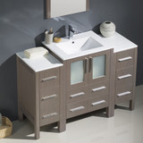 Fresca FVN62-122412GO-UNS Torino Bathroom Vanity with 2 Side Cabinets & Integrated Sink & Faucet 48" W - Gray Oak