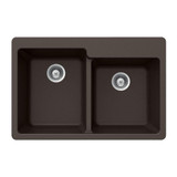 Hamat SiOStone 33" W x 22" L Quartztone Topmount Composite Granite Double Bowl Kitchen Sink in Mocha