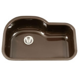 Hamat CeraSteel 31 1/4" x 20 11/16" Undermount Enamel Steel Offset Single Bowl Kitchen Sink in Espresso