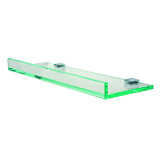 Valsan Pombo PTR126040CR Tetris R Glass Shelf with Front Lip and Square Backplate 15 3/4" X 4 7/8" - Chrome