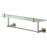 Valsan Braga Square Base Glass Shelf with Gallery and Towel Bar 19 3/4" X 5 3/4" X 6" - Polished Nickel