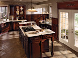 Kraftmaid Kitchen Cabinets -  Square Raised Panel - Solid (MTC) Cherry in Sunset