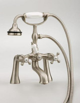 Cheviot 5106-BN Rim Mount Tub Filler Faucet With Hand Shower & Cross Handles - Brushed Nickel
