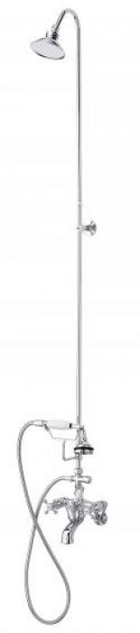 Cheviot Exposed Tub & Shower Riser Faucet With Hand Shower with Cross Handles - Antique Bronze - 5160-AB