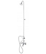 Cheviot Exposed Tub & Shower Riser Faucet With Hand Shower with Cross Handles - Brushed Nickel - 5160-BN