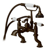 Cheviot Adjustable Pillar Two Handle Deck Mount Tub Filler Faucet with Handshower - Chrome - 6012-CH