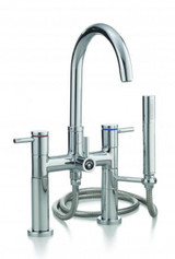 Cheviot Contemporary Two Handle Rim Mount Tub Filler Faucet With Hand Shower - Brushed Nickel - 7512-BN