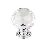 Top Knobs Clear Crystal 1 3/8" Diameter Round Knob, Polished Chrome - TK126PC