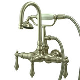 Kingston Brass Wall Mount Clawfoot Tub Filler Faucet with Hand Shower - Brushed Nickel CC7T8