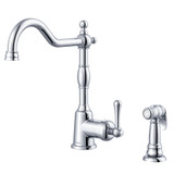 Gerber D401157 Opulence Single Handle Kitchen Faucet with Side Spray 1.75gpm & 2.2gpm - Chrome