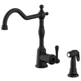 Gerber D401157BS Opulence Single Handle Kitchen Faucet with Side Spray 1.75gpm & 2.2gpm - Satin Black