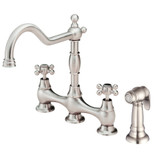 Gerber Opulence Two Handle Bridge Kitchen Faucet with Side Spray - Stainless Steel - D404457SS
