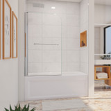 DreamLine  SHDR-3734580-01 Aqua Swing Tub Door 34 in. W x 58 in. H Clear Glass Tub Door in Chrome Finish