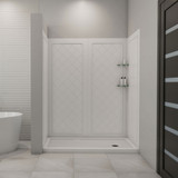 DreamLine  DL-6189R-01 SlimLine 30 in. by 60 in. Single Threshold Shower Base Right Hand Drain and QWALL-5 Shower Backwall Kit