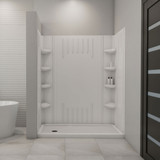DreamLine  DL-6148L-01 SlimLine 36 in. by 60 in. Single Threshold Shower Base Left Hand Drain and QWALL-3 Shower Backwall Kit